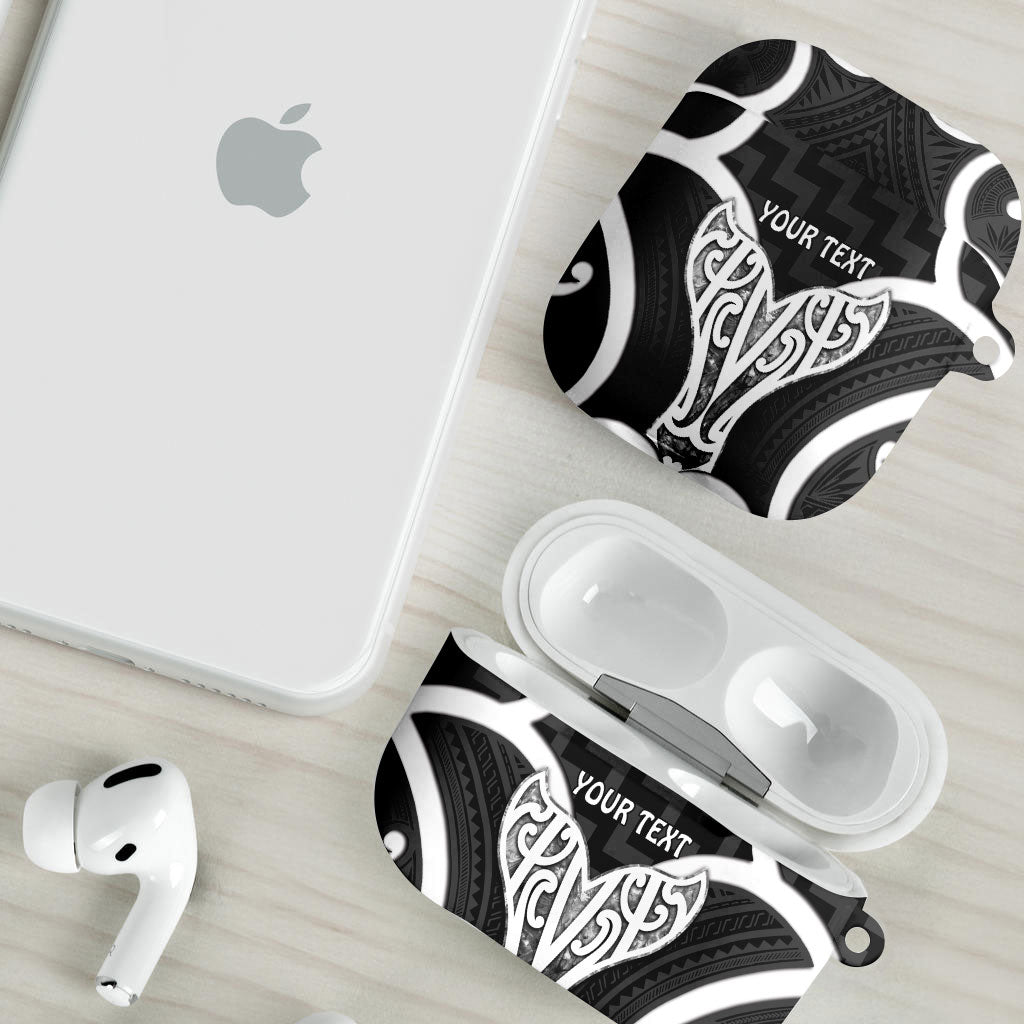 Aotearoa Atua Tangaroa Personalised AirPods Case God Of The Sea Maori Whale Tail Black