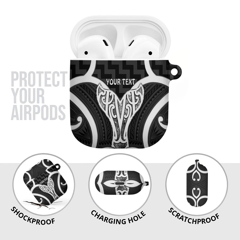 Aotearoa Atua Tangaroa Personalised AirPods Case God Of The Sea Maori Whale Tail Black