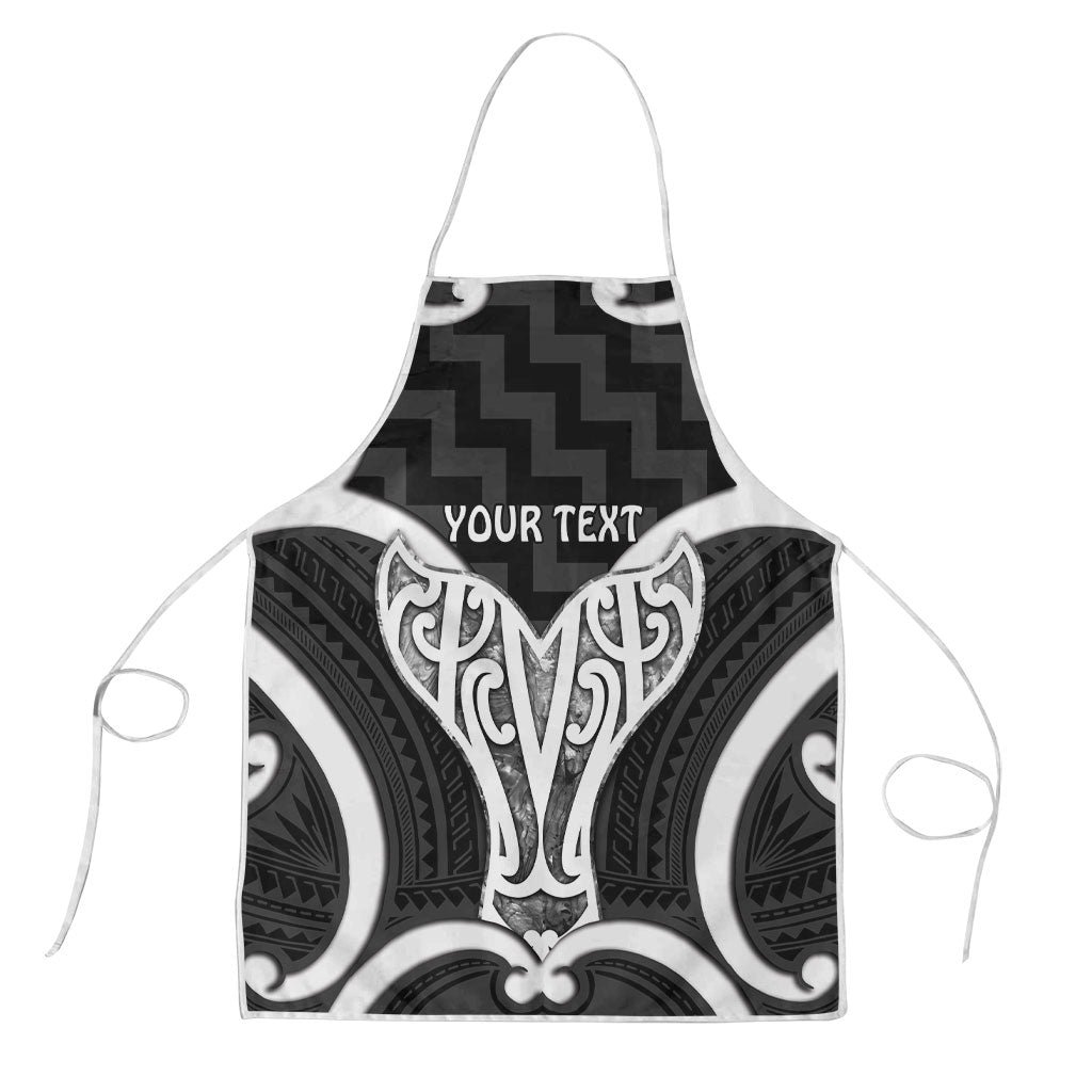 Aotearoa Atua Tangaroa Personalised Apron God Of The Sea Maori Whale Tail Black