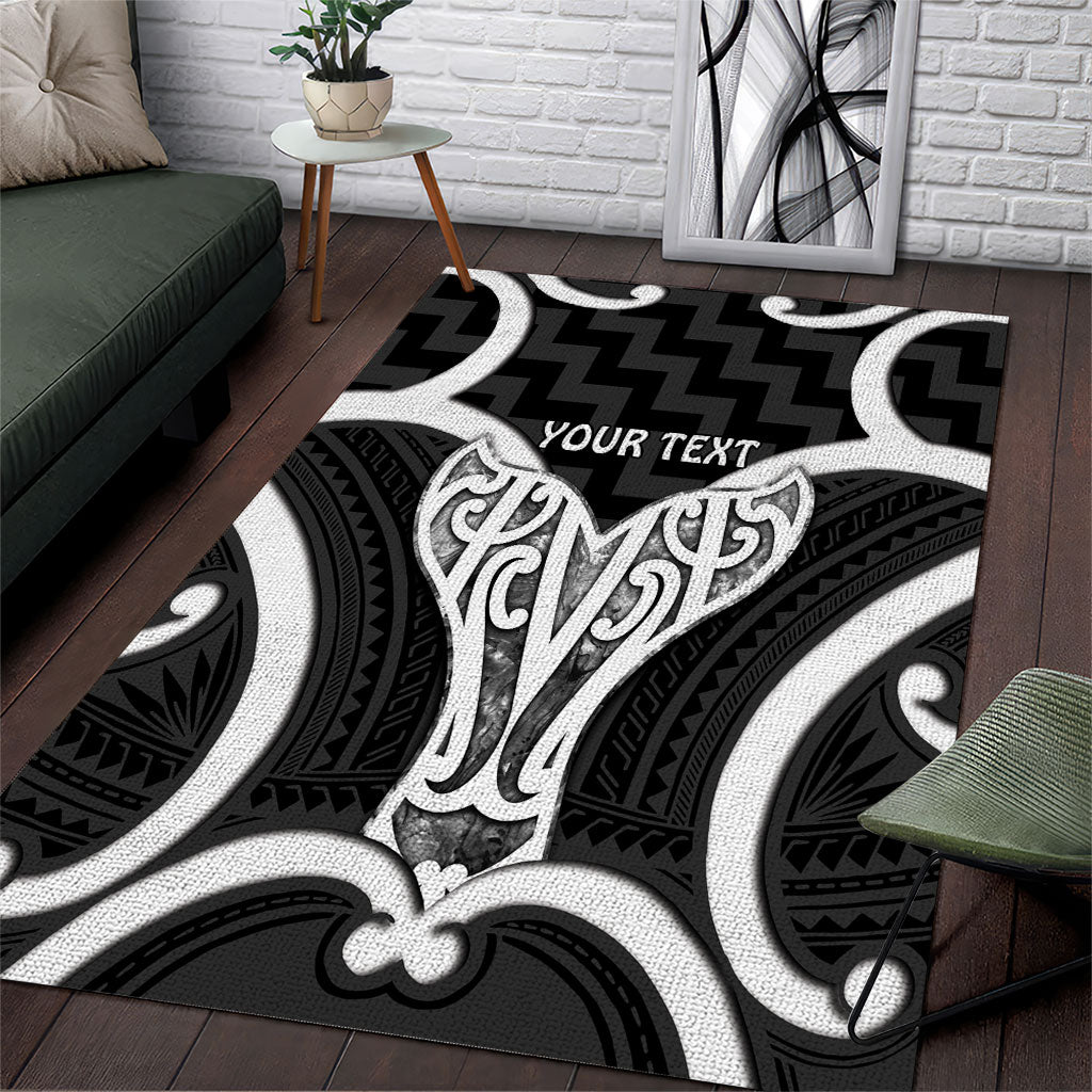 Aotearoa Atua Tangaroa Personalised Area Rug God Of The Sea Maori Whale Tail Black
