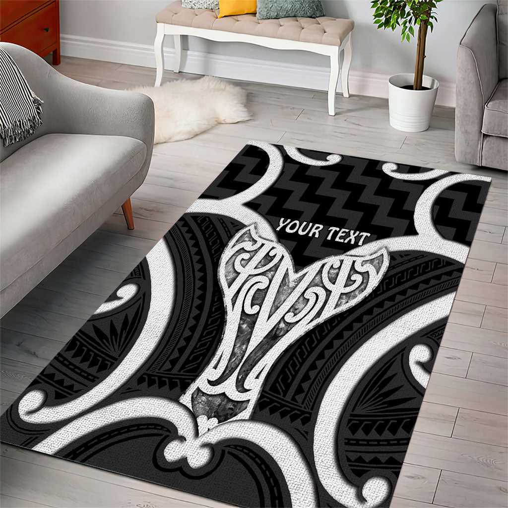 Aotearoa Atua Tangaroa Personalised Area Rug God Of The Sea Maori Whale Tail Black
