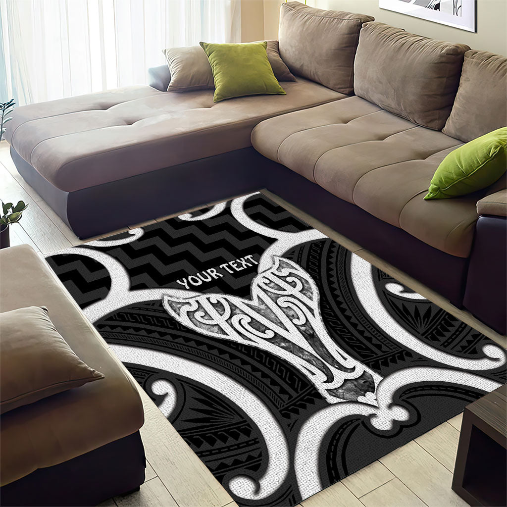 Aotearoa Atua Tangaroa Personalised Area Rug God Of The Sea Maori Whale Tail Black