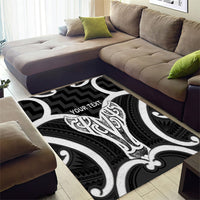 Aotearoa Atua Tangaroa Personalised Area Rug God Of The Sea Maori Whale Tail Black