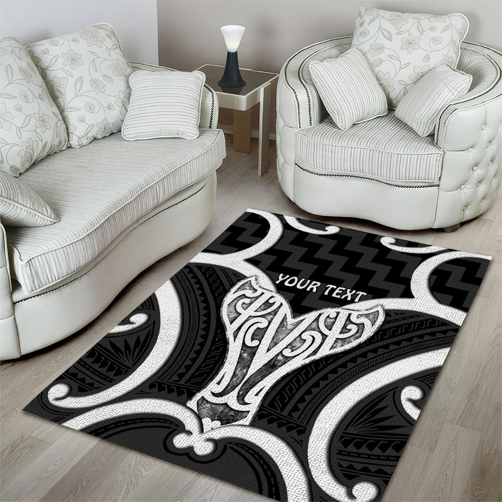 Aotearoa Atua Tangaroa Personalised Area Rug God Of The Sea Maori Whale Tail Black