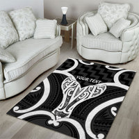 Aotearoa Atua Tangaroa Personalised Area Rug God Of The Sea Maori Whale Tail Black