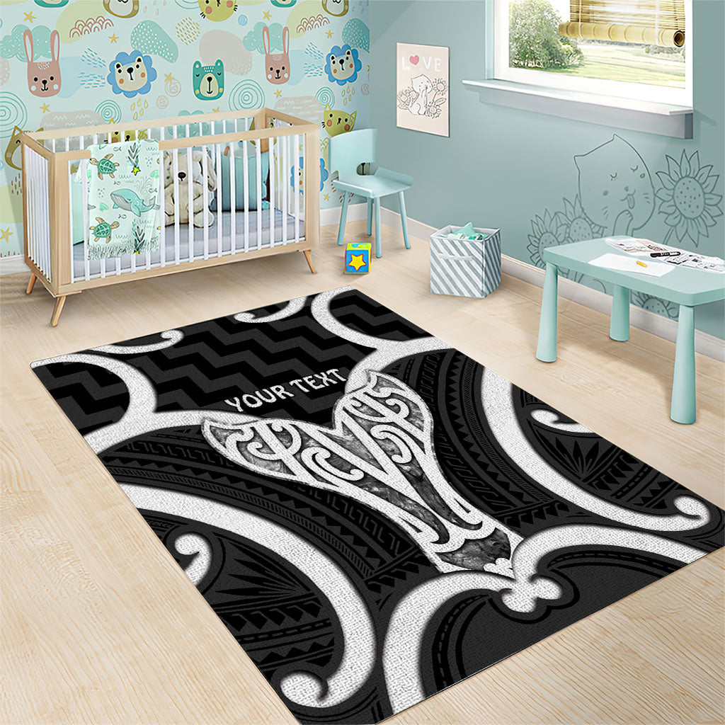 Aotearoa Atua Tangaroa Personalised Area Rug God Of The Sea Maori Whale Tail Black