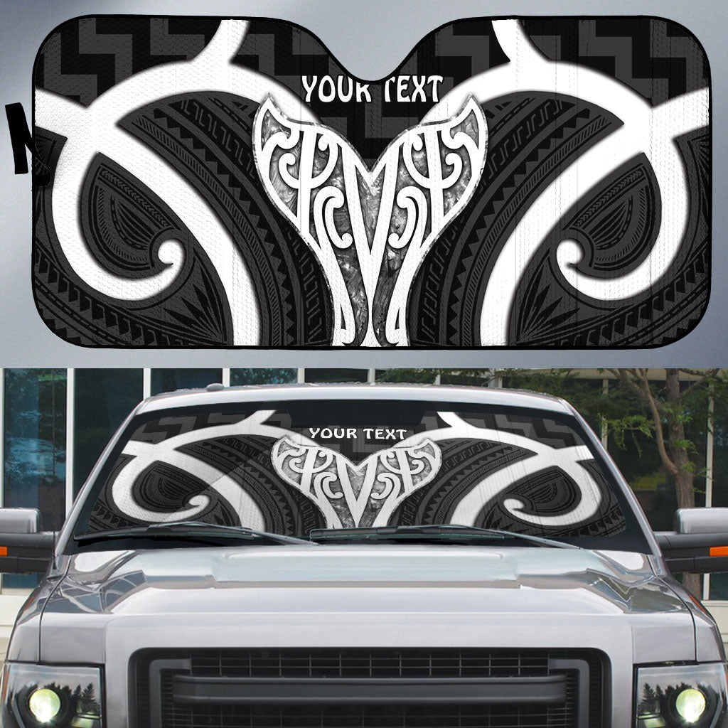 Aotearoa Atua Tangaroa Personalised Auto Sun Shade God Of The Sea Maori Whale Tail Black