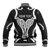 Aotearoa Atua Tangaroa Personalised Baseball Jacket God Of The Sea Maori Whale Tail Black