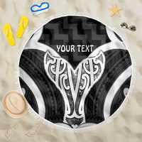 Aotearoa Atua Tangaroa Personalised Beach Blanket God Of The Sea Maori Whale Tail Black