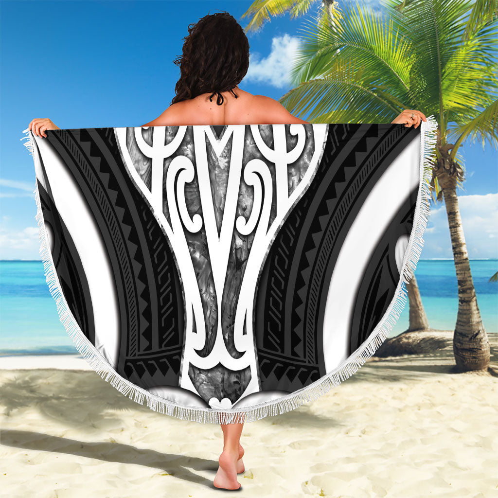 Aotearoa Atua Tangaroa Personalised Beach Blanket God Of The Sea Maori Whale Tail Black