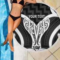 Aotearoa Atua Tangaroa Personalised Beach Blanket God Of The Sea Maori Whale Tail Black