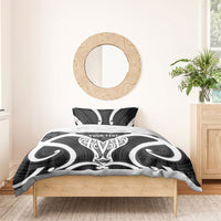 Aotearoa Atua Tangaroa Personalised Bedding Set God Of The Sea Maori Whale Tail Black