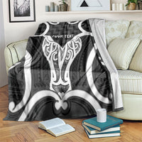 Aotearoa Atua Tangaroa Personalised Blanket God Of The Sea Maori Whale Tail Black