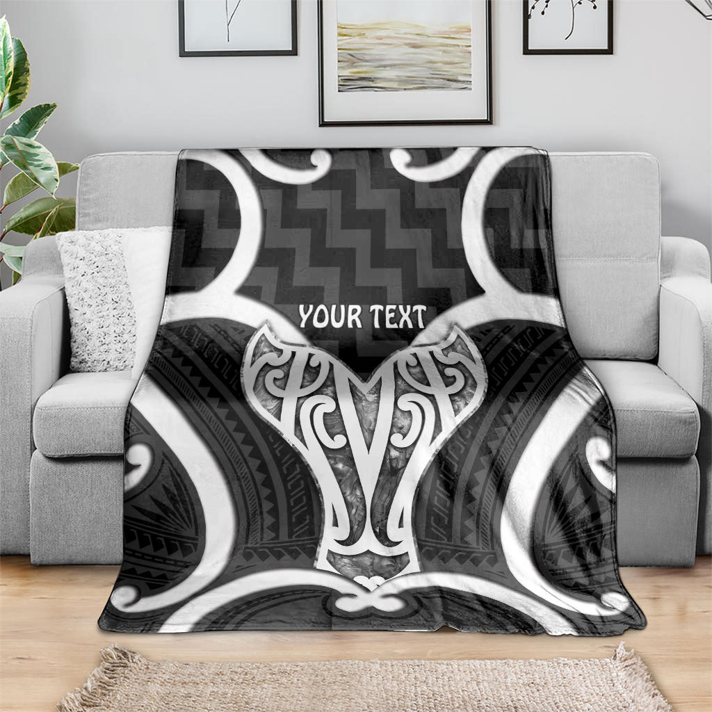 Aotearoa Atua Tangaroa Personalised Blanket God Of The Sea Maori Whale Tail Black