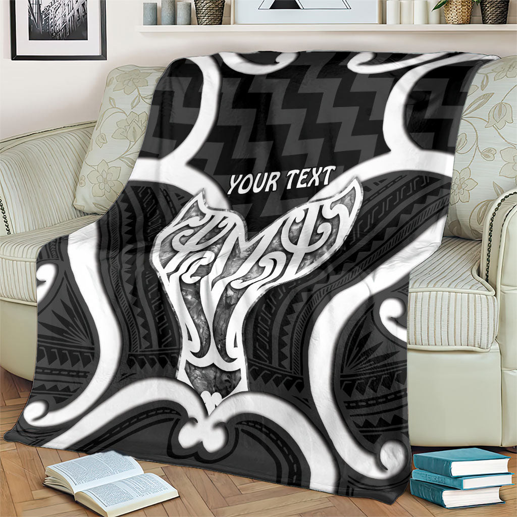 Aotearoa Atua Tangaroa Personalised Blanket God Of The Sea Maori Whale Tail Black