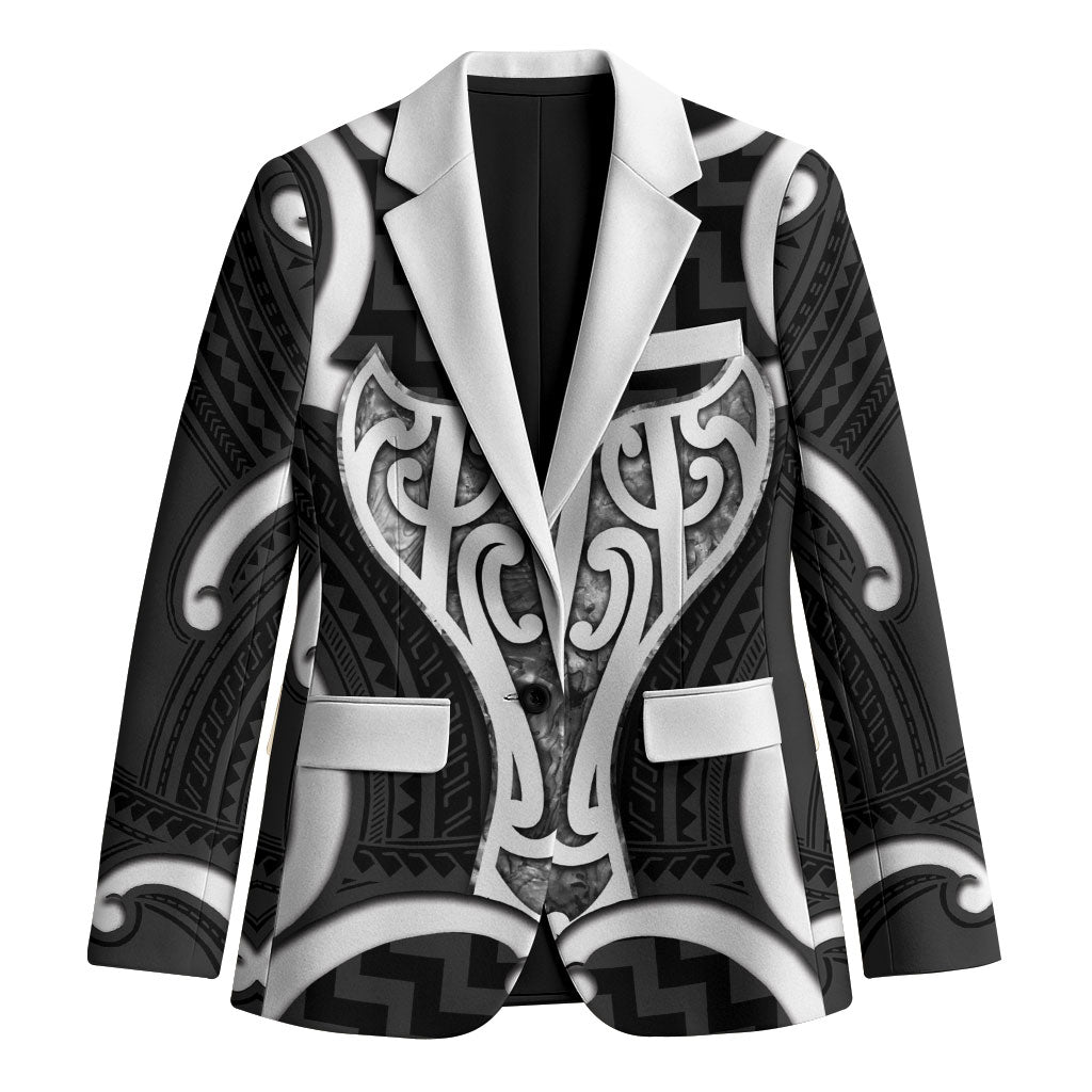 Aotearoa Atua Tangaroa Personalised Blazer God Of The Sea Maori Whale Tail Black