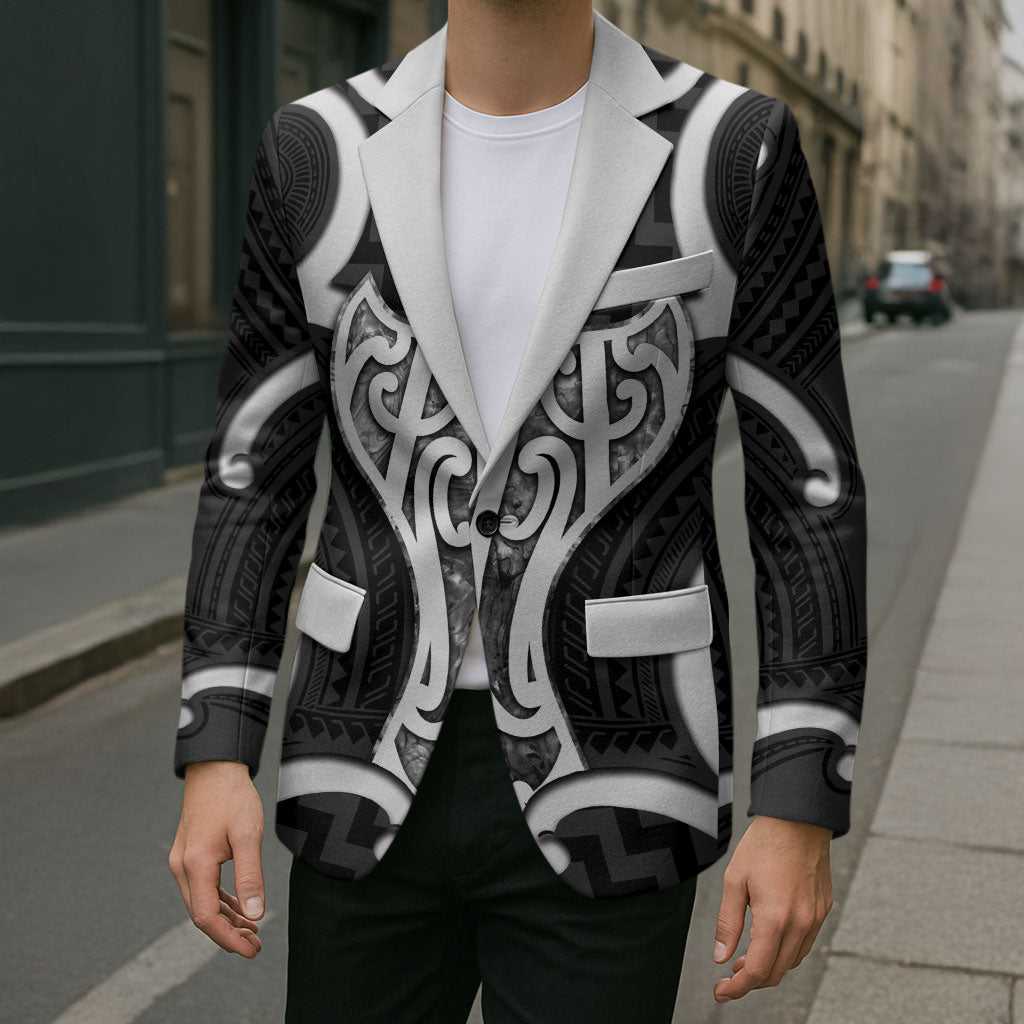 Aotearoa Atua Tangaroa Personalised Blazer God Of The Sea Maori Whale Tail Black