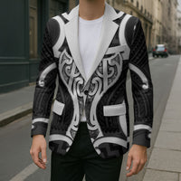 Aotearoa Atua Tangaroa Personalised Blazer God Of The Sea Maori Whale Tail Black