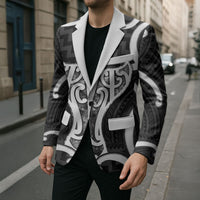 Aotearoa Atua Tangaroa Personalised Blazer God Of The Sea Maori Whale Tail Black