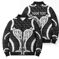 Aotearoa Atua Tangaroa Personalised Bomber Puffer Jacket God Of The Sea Maori Whale Tail Black