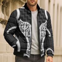 Aotearoa Atua Tangaroa Personalised Bomber Puffer Jacket God Of The Sea Maori Whale Tail Black