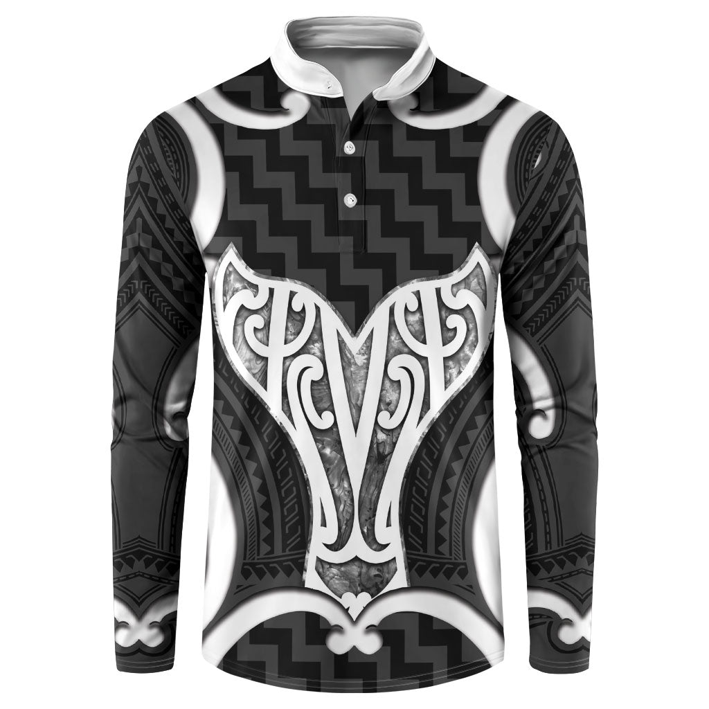Aotearoa Atua Tangaroa Personalised Button Sweatshirt God Of The Sea Maori Whale Tail Black
