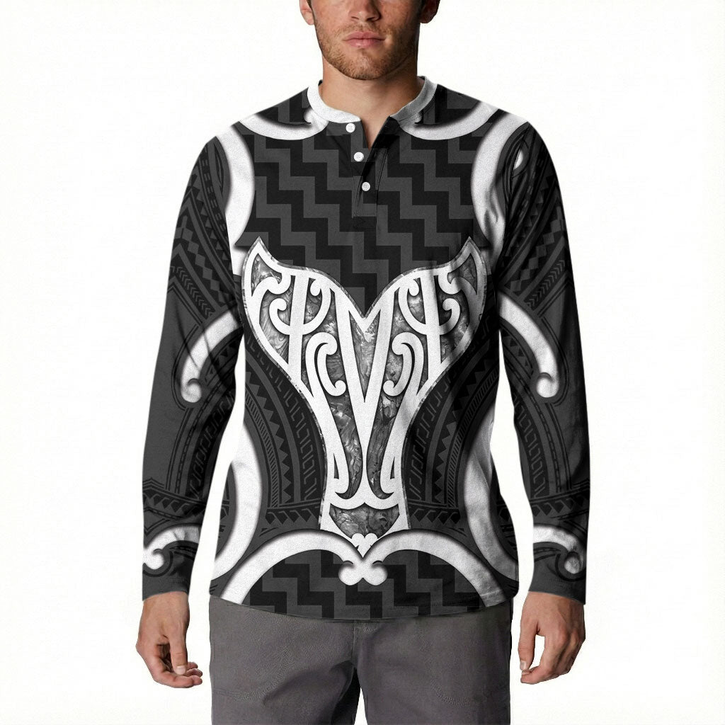Aotearoa Atua Tangaroa Personalised Button Sweatshirt God Of The Sea Maori Whale Tail Black