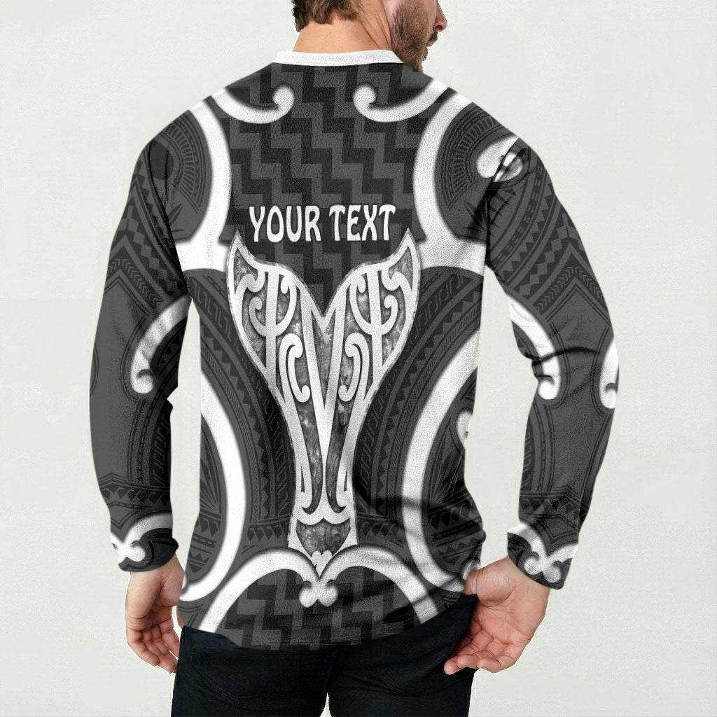 Aotearoa Atua Tangaroa Personalised Button Sweatshirt God Of The Sea Maori Whale Tail Black