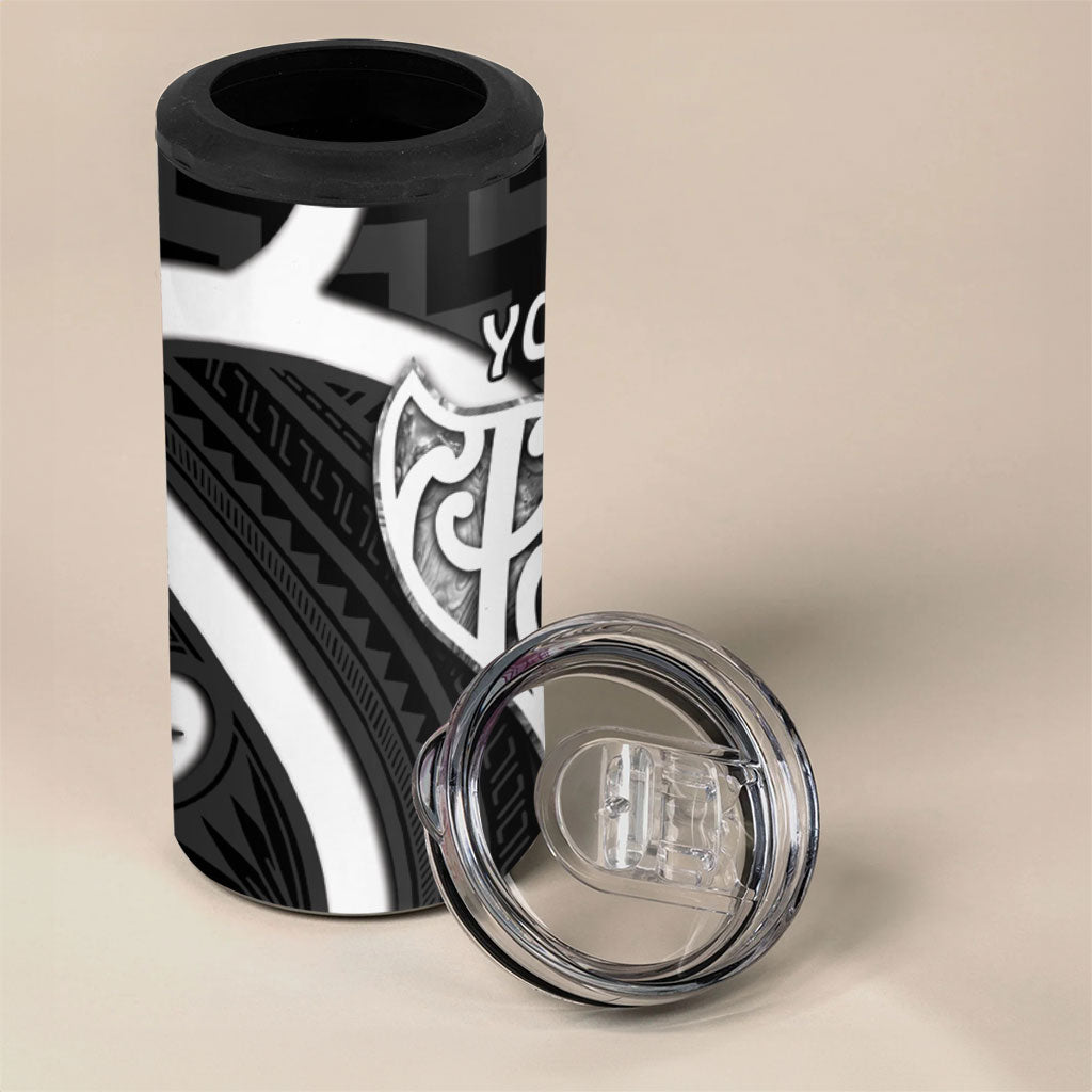 Aotearoa Atua Tangaroa Personalised 4 in 1 Can Cooler Tumbler God Of The Sea Maori Whale Tail Black