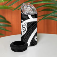 Aotearoa Atua Tangaroa Personalised 4 in 1 Can Cooler Tumbler God Of The Sea Maori Whale Tail Black