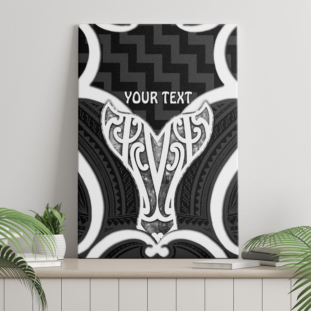 Aotearoa Atua Tangaroa Personalised Canvas Wall Art God Of The Sea Maori Whale Tail Black