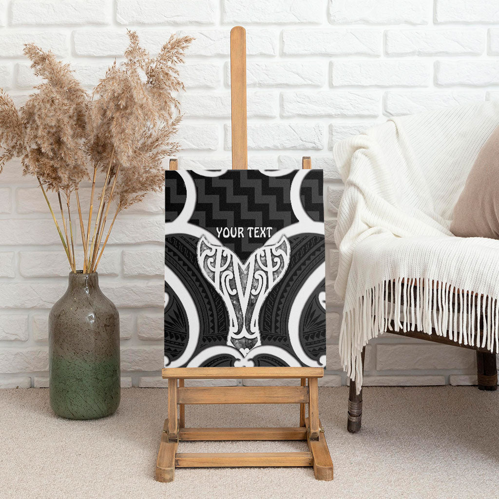 Aotearoa Atua Tangaroa Personalised Canvas Wall Art God Of The Sea Maori Whale Tail Black