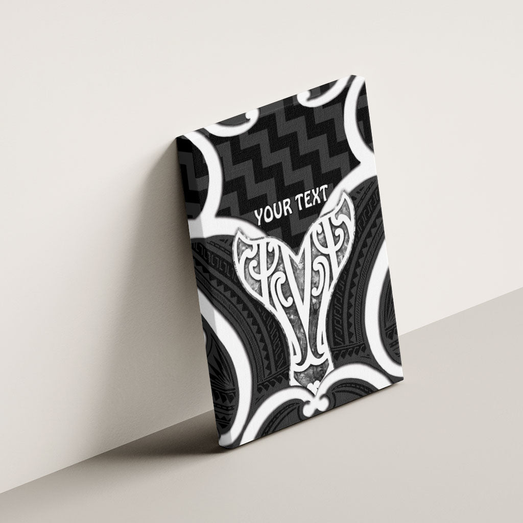 Aotearoa Atua Tangaroa Personalised Canvas Wall Art God Of The Sea Maori Whale Tail Black