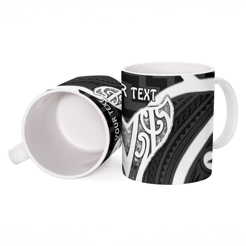 Aotearoa Atua Tangaroa Personalised Ceramic Mug God Of The Sea Maori Whale Tail Black