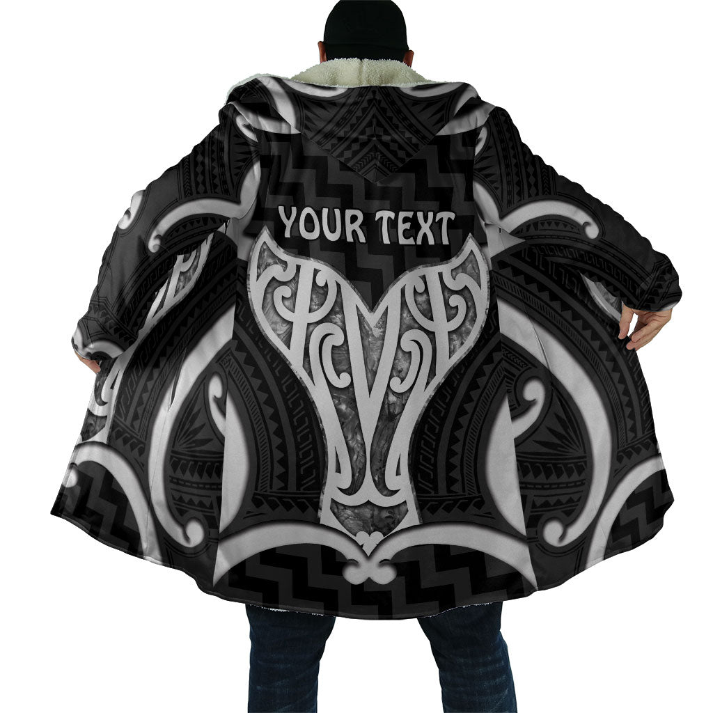 Aotearoa Atua Tangaroa Personalised Cloak God Of The Sea Maori Whale Tail Black