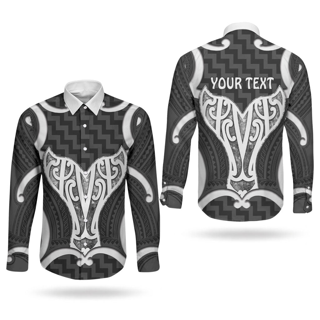 Aotearoa Atua Tangaroa Personalised Couples Matching Off Shoulder Short Dress and Long Sleeve Button Shirt God Of The Sea Maori Whale Tail Black