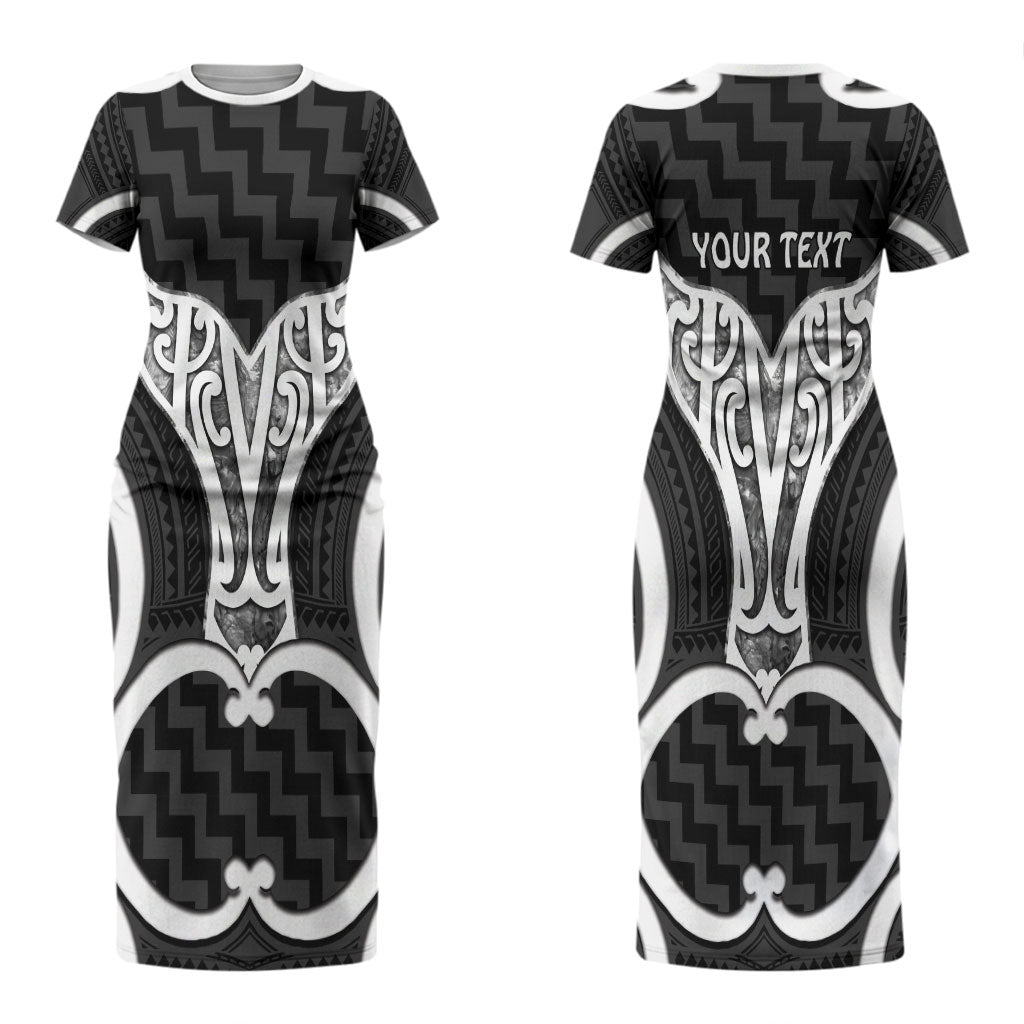 Aotearoa Atua Tangaroa Personalised Couples Matching Short Sleeve Bodycon Dress and Hawaiian Shirt God Of The Sea Maori Whale Tail Black