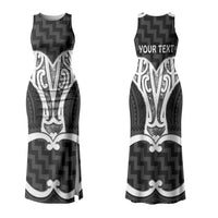 Aotearoa Atua Tangaroa Personalised Couples Matching Tank Maxi Dress and Long Sleeve Button Shirt God Of The Sea Maori Whale Tail Black