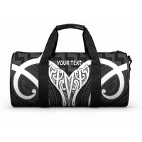 Aotearoa Atua Tangaroa Personalised Duffle Bag God Of The Sea Maori Whale Tail Black
