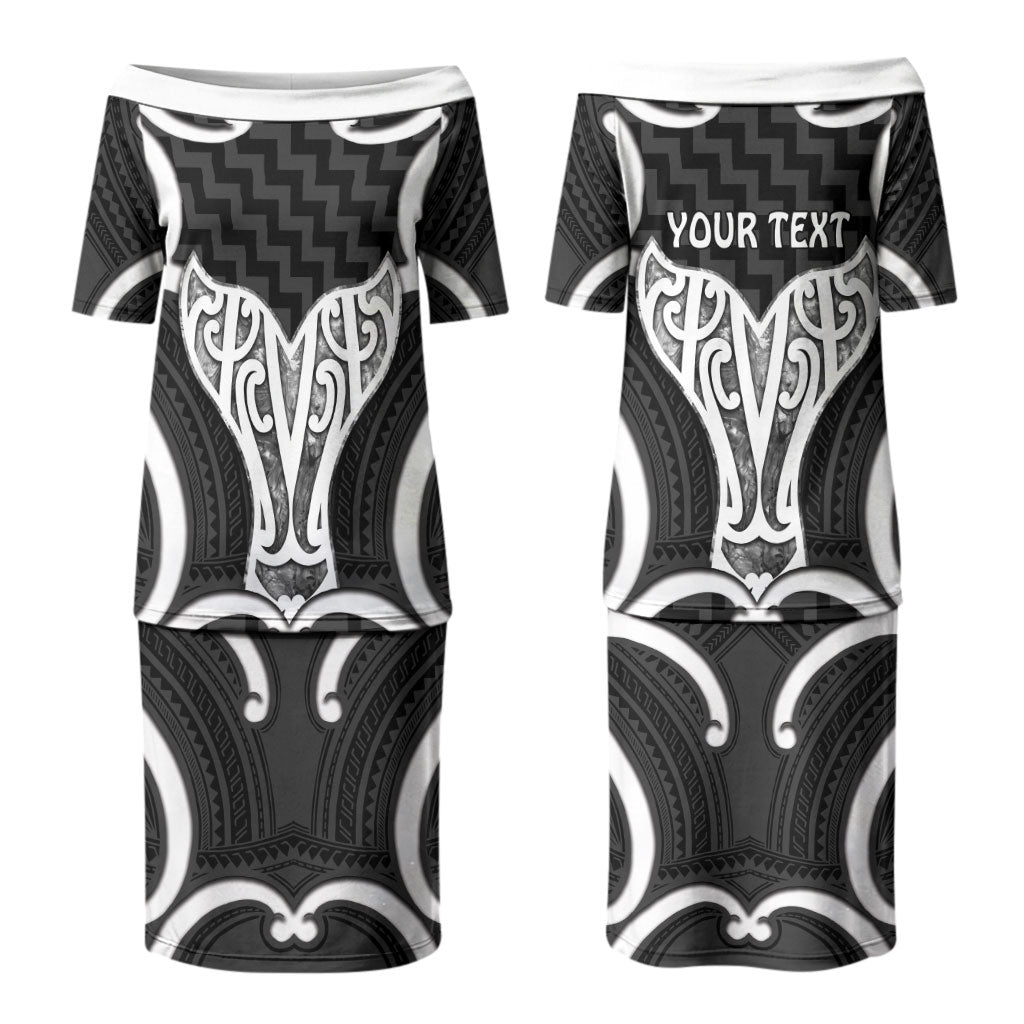 Aotearoa Atua Tangaroa Personalised Family Matching Puletasi and Hawaiian Shirt God Of The Sea Maori Whale Tail Black