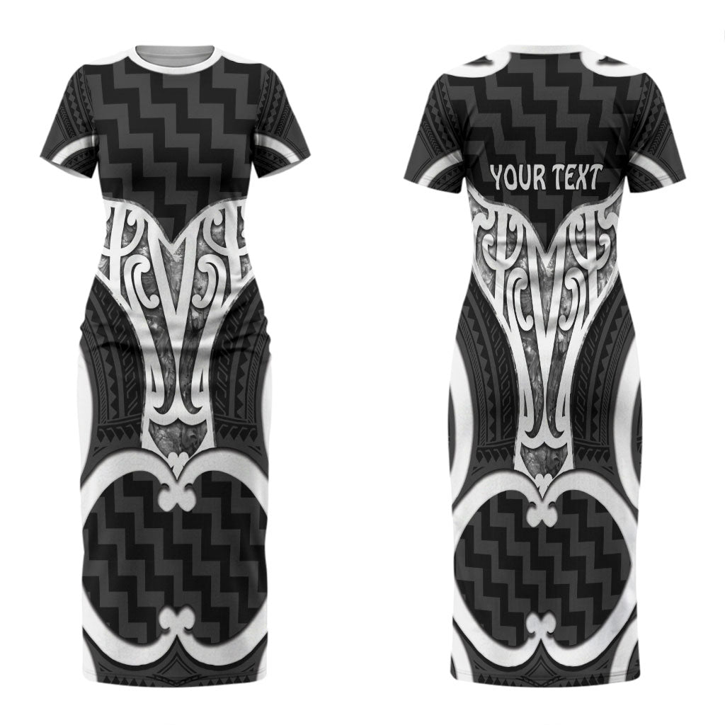 Aotearoa Atua Tangaroa Personalised Family Matching Short Sleeve Bodycon Dress and Hawaiian Shirt God Of The Sea Maori Whale Tail Black