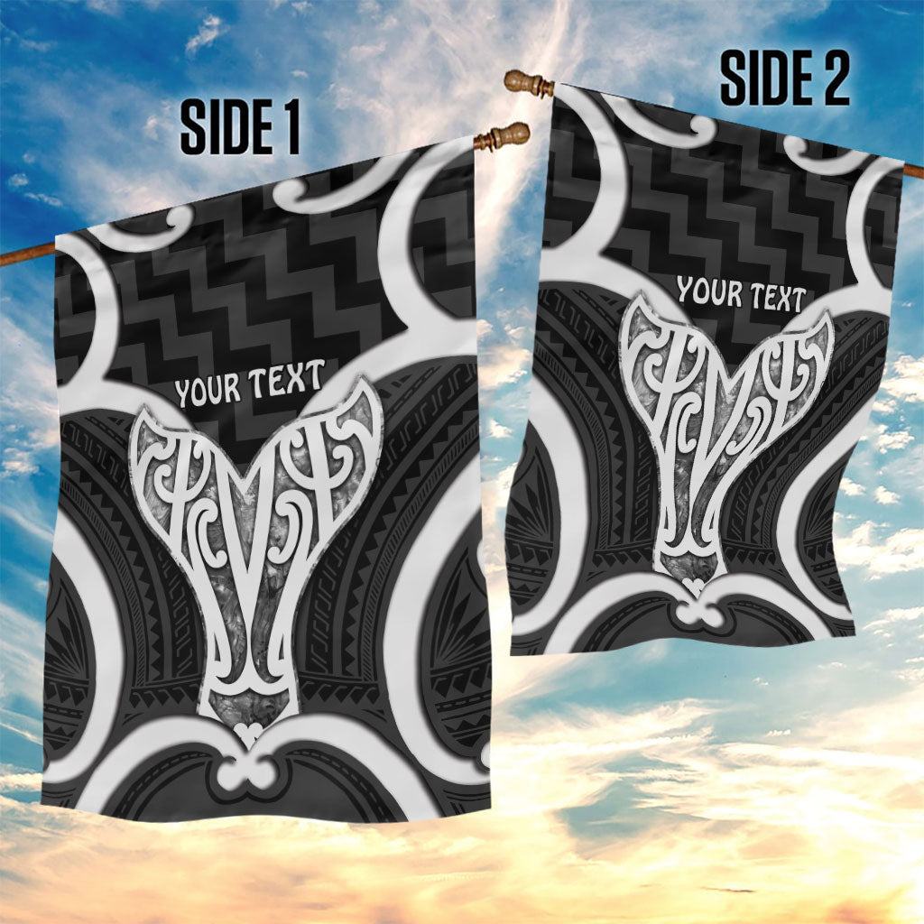 Aotearoa Atua Tangaroa Personalised Garden Flag God Of The Sea Maori Whale Tail Black
