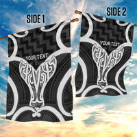 Aotearoa Atua Tangaroa Personalised Garden Flag God Of The Sea Maori Whale Tail Black