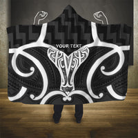 Aotearoa Atua Tangaroa Personalised Hooded Blanket God Of The Sea Maori Whale Tail Black