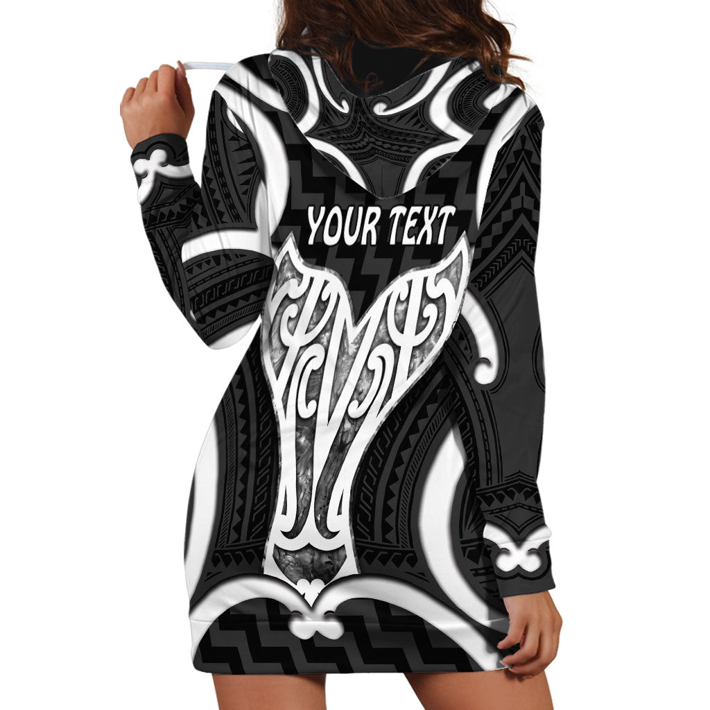 Aotearoa Atua Tangaroa Personalised Hoodie Dress God Of The Sea Maori Whale Tail Black