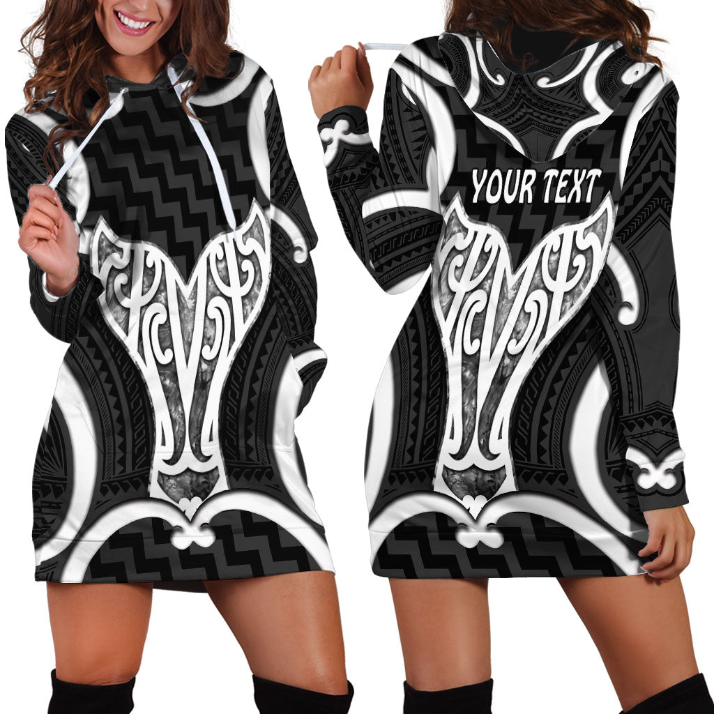 Aotearoa Atua Tangaroa Personalised Hoodie Dress God Of The Sea Maori Whale Tail Black