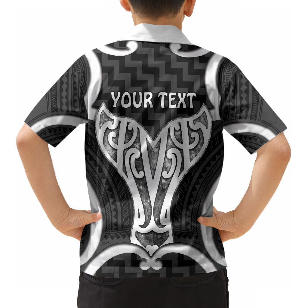 Aotearoa Atua Tangaroa Personalised Kid Hawaiian Shirt God Of The Sea Maori Whale Tail Black