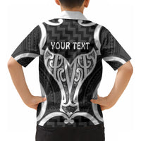 Aotearoa Atua Tangaroa Personalised Kid Hawaiian Shirt God Of The Sea Maori Whale Tail Black