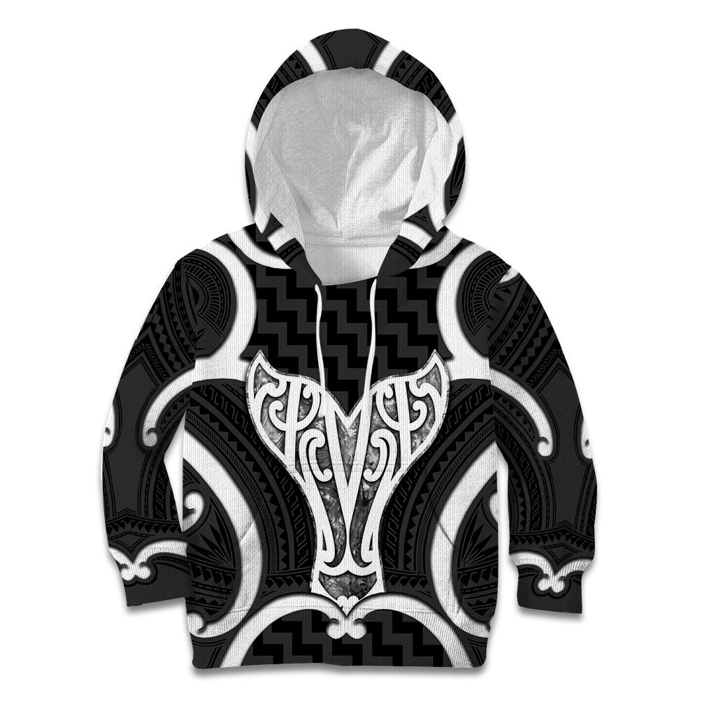 Aotearoa Atua Tangaroa Personalised Kid Hoodie God Of The Sea Maori Whale Tail Black