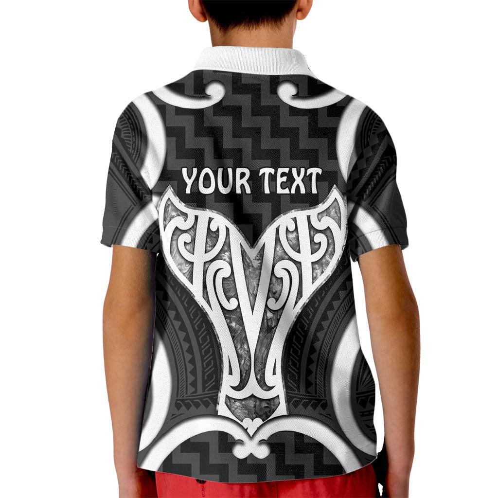 Aotearoa Atua Tangaroa Personalised Kid Polo Shirt God Of The Sea Maori Whale Tail Black